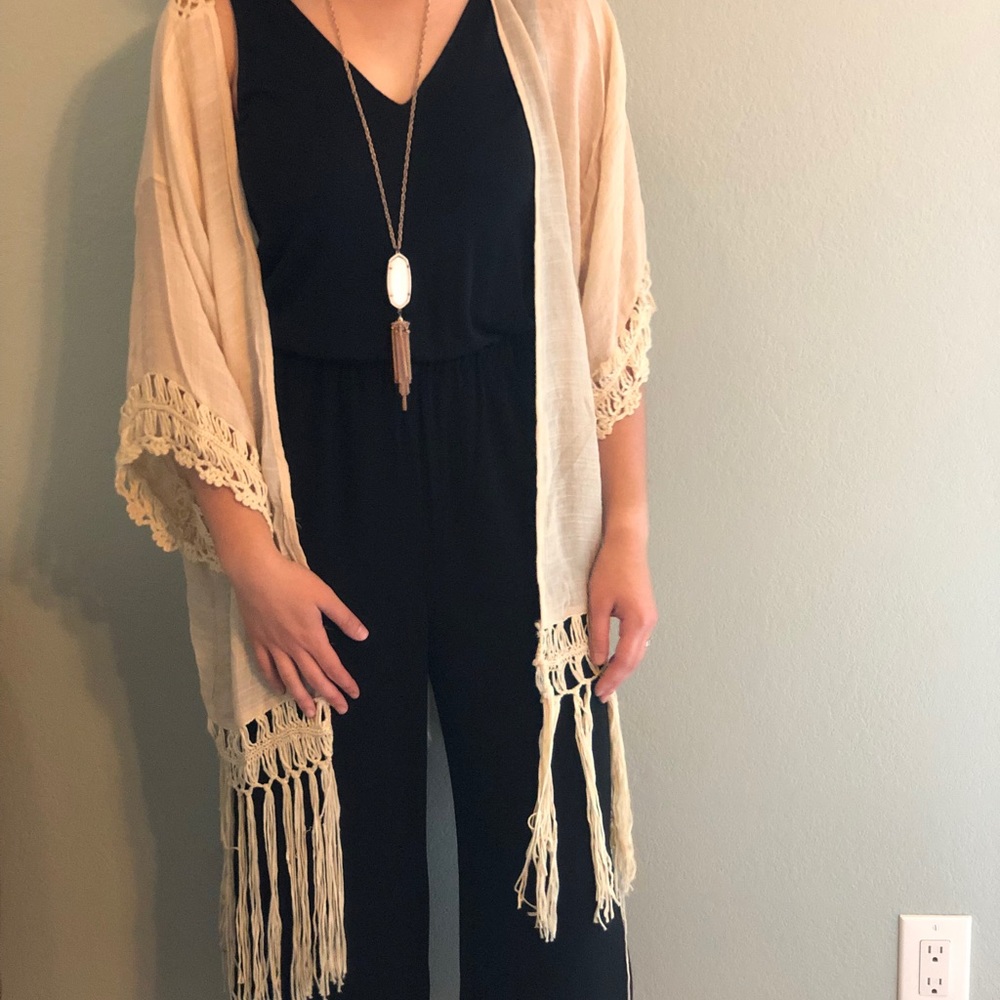 Cream lace kimono